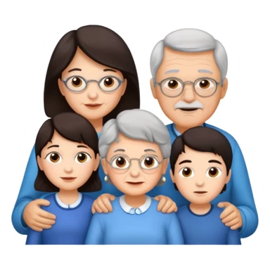 All white grandma and grandpa with 2 girls and 2 boys. The kids should have dark hair sticker