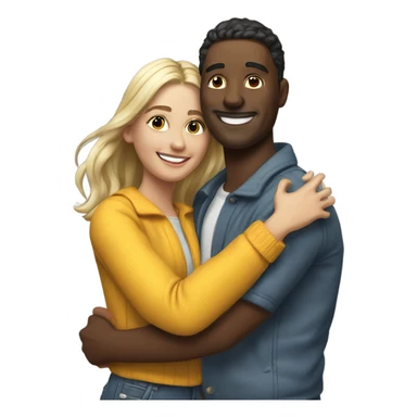 Hyper Realistic model couple hug with warm smiles sticker