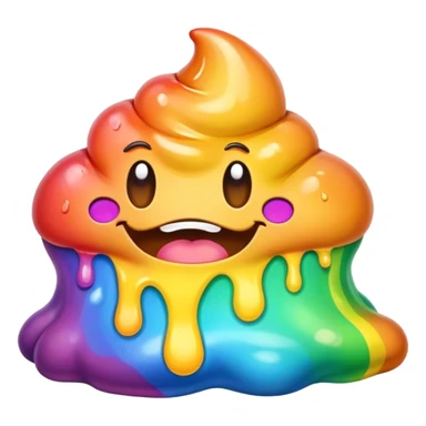 melted rainbow poop emoji monster sticker