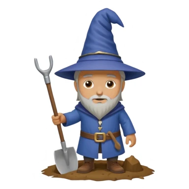 a wizard digging a hole sticker