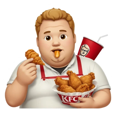 A fat guy eating kfc fried chicken  sticker