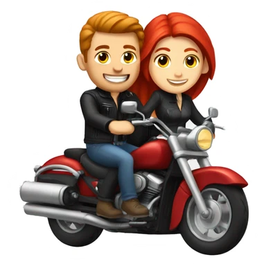White man and white girl with red hair riding together on a motorcycle  sticker