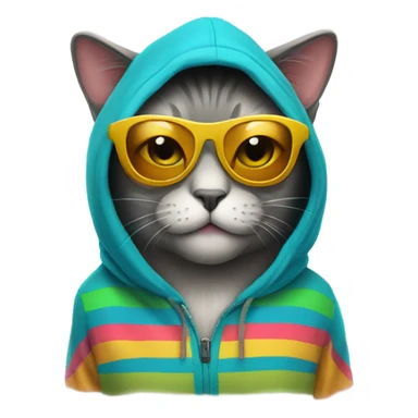 Cat wearing a hoodie and sunglasses  sticker