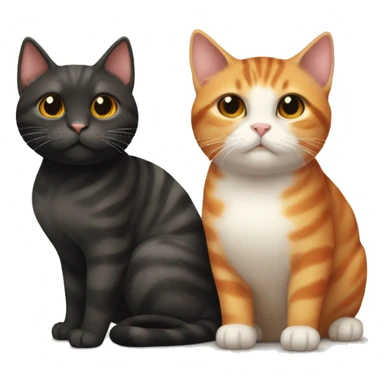 Two cats, one fat orange with lighter stripes and one small black kitten  sticker