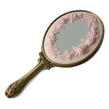 vintage rococo light pink dainty floral hand mirror sticker