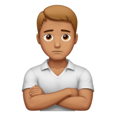 Guy with crossed arms around his neck sad sticker