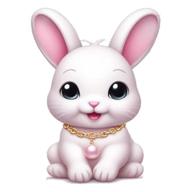 Pink cute rabbit with Pearl chain sticker