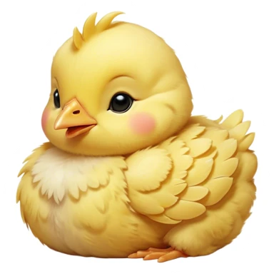 Meme-Worthy Cute Sleeping Yellow Baby Chicken Portrait Emoji, Head resting peacefully with a contented smile, showcasing a delightfully tiny build and a luxuriously soft bright yellow downy coat, eyes shut in a serene, restful nap, Simplified yet hilariously adorable features, highly detailed, glowing with a soft, drowsy light, high shine, relaxed and utterly lovable, stylized with an air of playful laziness, bright and heartwarming, soft glowing outline, capturing the essence of a comically sleepy chick, so meme-worthy it feels like it could instantly become the next viral sensation of adorable slumber! sticker