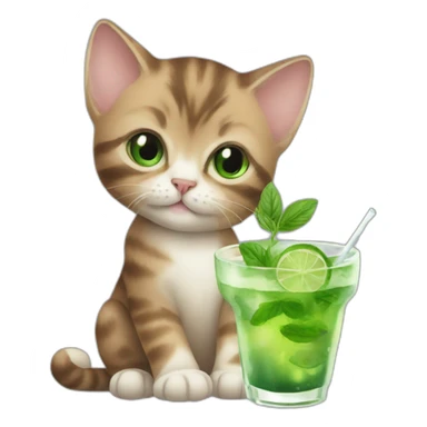 baby sherlock holmes cat drinking mojito sticker