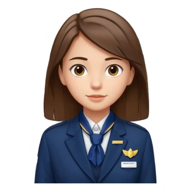 Reception Young girl, straight hair, wearing uniform jacket with hotel name badge, tasteful scarf, stand behind the desk

 sticker