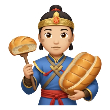 chinese ancient warrior with bread sticker