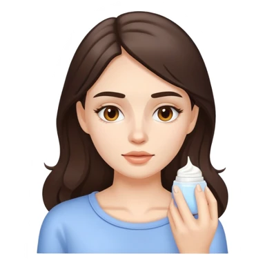 white brunette girl applying cream on face sticker