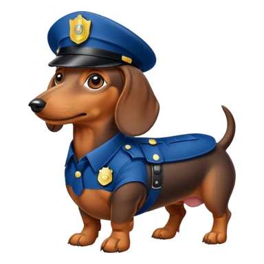 Dachshund wearing police uniform sticker