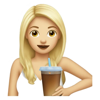 blonde girl drinking iced coffee sticker