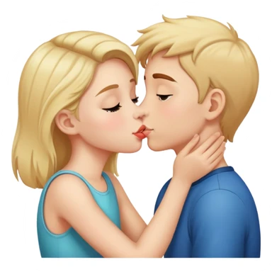 girl kissing cheek of boy sticker