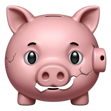 emoji of sad piggy bank, right view sticker