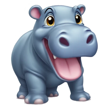 baby hippo looking back and screaming sticker