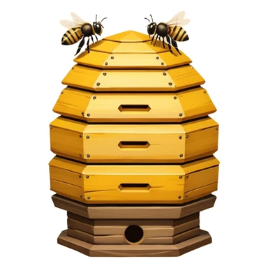 hands shake the bee hive with bees escaping sticker