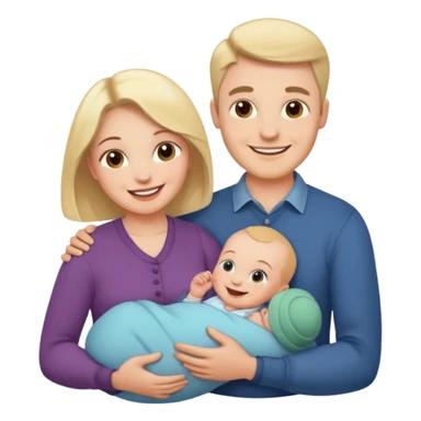 30s couple, man and woman smiling with a baby in the middle, family love sticker
