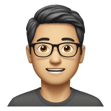 East Asian young man with glasses and small beard at the chin who looks intelligent. sticker