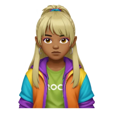 portrait-of-a-orc-k-pop-idol,-wearing-a-stylish-streetwear-outfit-with-layered-colorful-clothing,-long-hair-with-bangs,-makeup,- sticker