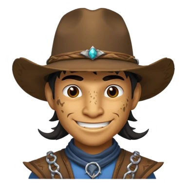 i want a dragonborn black with cowboy hat and smirk smile sticker