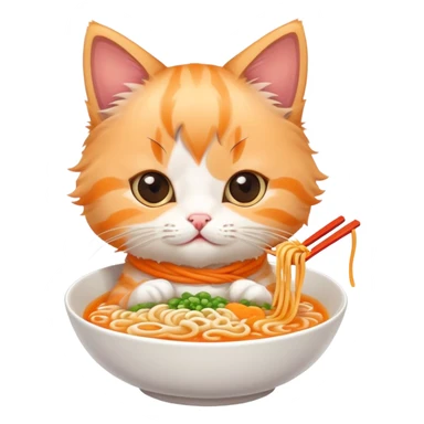 Kitten eating ramen sticker
