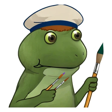 with brown afro, painting on a canvas sticker