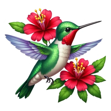 hummingbird drinking nectar from flower sticker