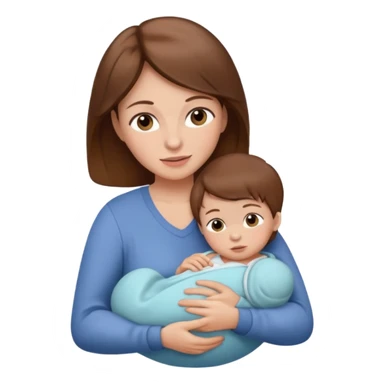 Brown hair Mother with newborn  sticker
