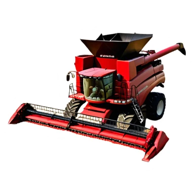 Case IH Axial-Flow 8250 (2022) – Cinematic-realistic Case IH Axial-Flow 8250 harvester, its deep red body towering over endless wheat fields. The massive cutting header slices through golden crops, sending a steady stream of grain into the bin as dust and chaff swirl in the afternoon sun. sticker