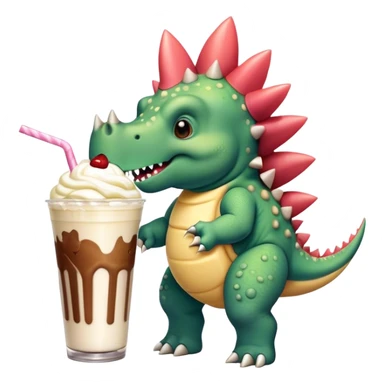 Stegosaurus slurping a milkshake sticker