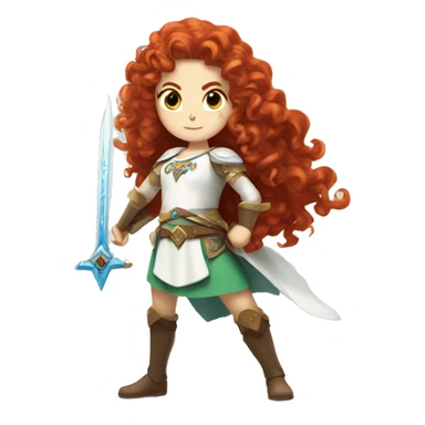 a white girl with long red curly hair and freckles, cosplaying Princess Zelda posing and ready for a fight sticker
