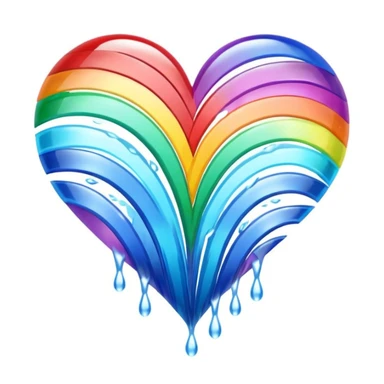 rainbow waterfall themed heart sticker