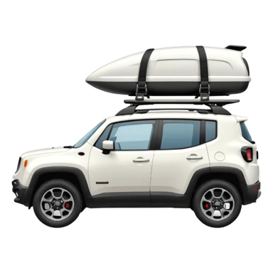 White jeep renegade with black roof rack from the side driving fast sticker