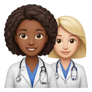black female doctor and white technician no white coat on technician sticker