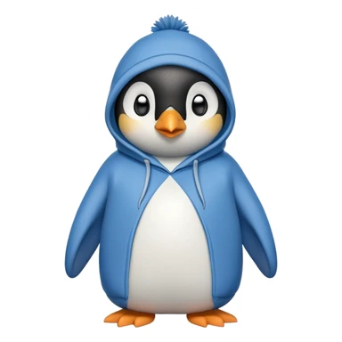 friendly anthropomorphised penguin in a hoodie and jeans standing with arms folded, looking surprised sticker