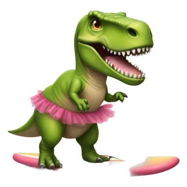T-Rex wearing a tutu on a surfboard sticker