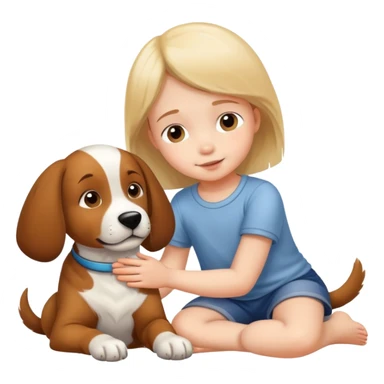 child gently petting a dog or cat, kind and friendly sticker