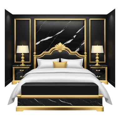 Luxurious black marble bed room with gold and white accents  sticker
