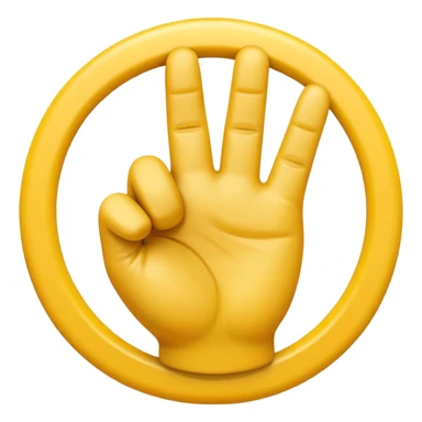 A 3D Apple-style yellow hand emoji, closed fist with only the index finger pointing upward, the finger making a circular motion as if drawing an imaginary circle in the air, dynamic curved motion lines around the finger to show the circular movement, smooth glossy texture, clean minimal background sticker
