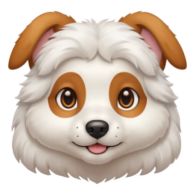 White dog with brown eyes and some long white body and white ears with brown spots curved on the sides sticker