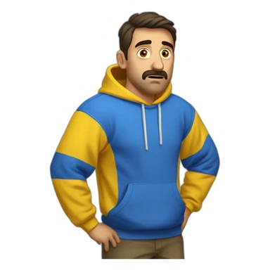 Armenian men in yellow sweatshirt shocked looking at kamera sticker