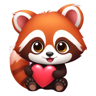 Red panda holding a heart in his hand sticker