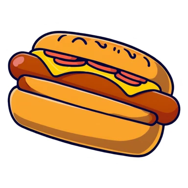Hot dog sliding into a bun sticker