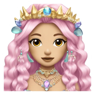 mermaid hime gyaru girl with pointy ears, jewerly sticker