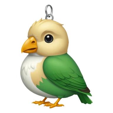 un oiseau classique tout vert avec un collier autour de son cou avec des breloque argentées et un seul poil blond qui fait une petite bouclette sur le front  sticker