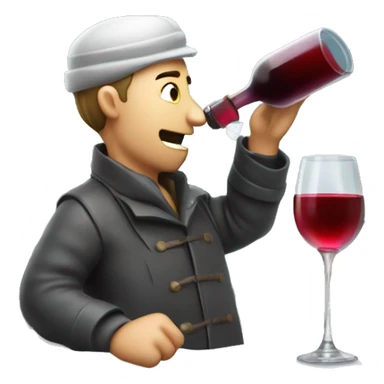 Drunken postman in snow drinking from wine decanter sticker