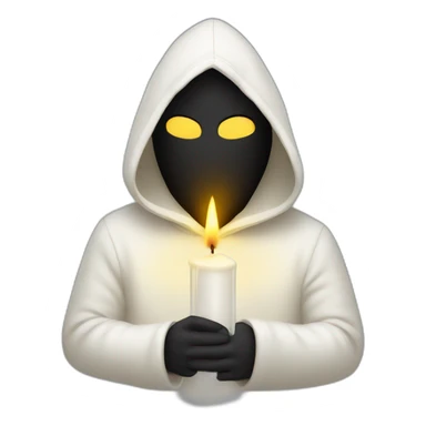 White pointy hooded man with mask holding candle sticker