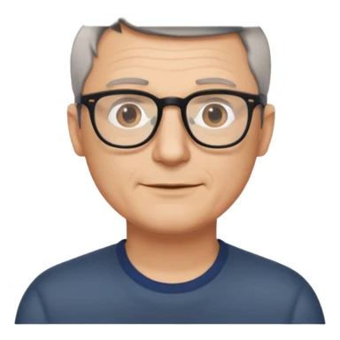 hombre, 50 años pelo poco rapado delgado con gafas sticker